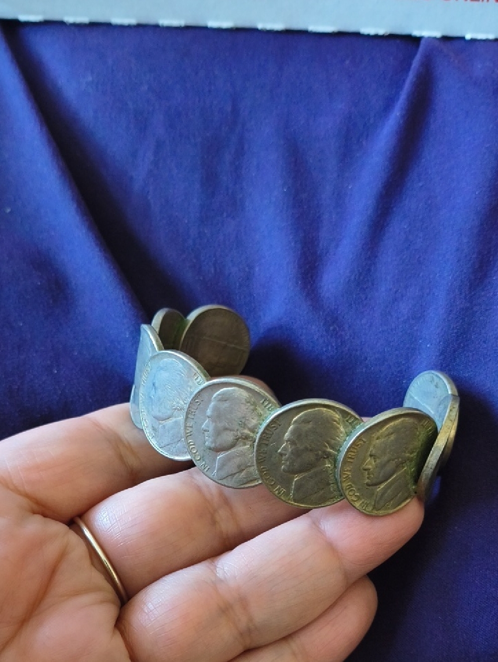Vintage US Jefferson Nickel Coin Cuff Unisex
